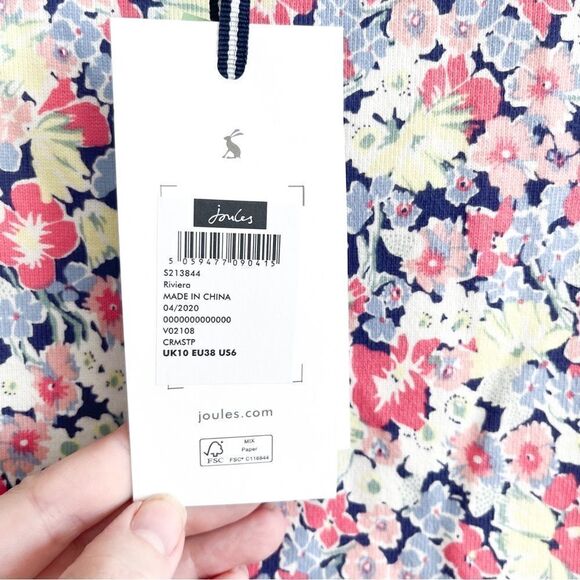Joules Riva Floral Shift Dress Navy Ditsy Cotton Women's 6 NWT Pull On - Picture 7 of 10